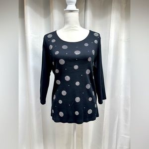 Karen Scott black top w/silver beading size L